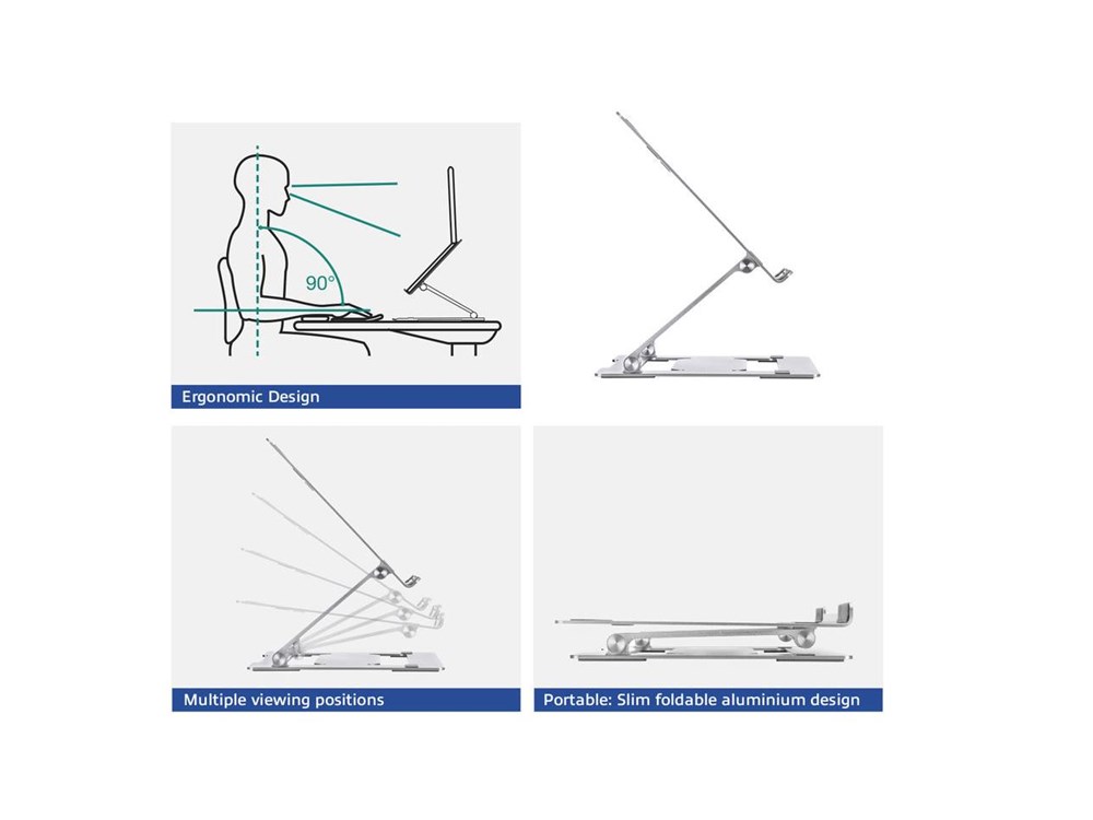 ACT opvouwbare laptop standaard - Grijs
