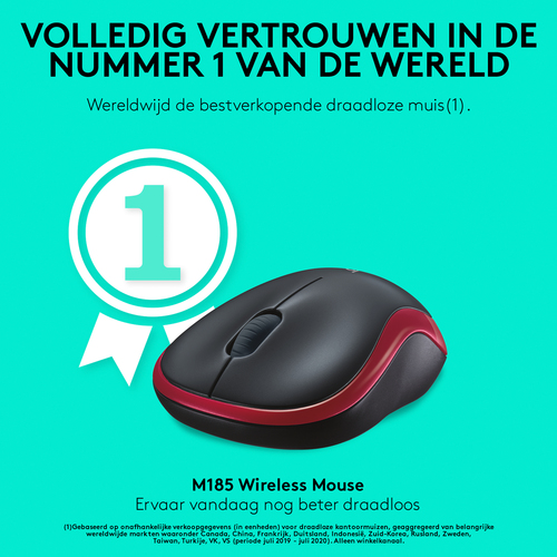 Logitech M185 - Optisch - Rood