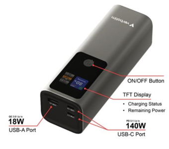 Verbatim Charge 'n' Go Powerbank - 27.000 mAh - Grijs