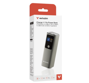 Verbatim Charge 'n' Go Powerbank - 27.000 mAh - Grijs
